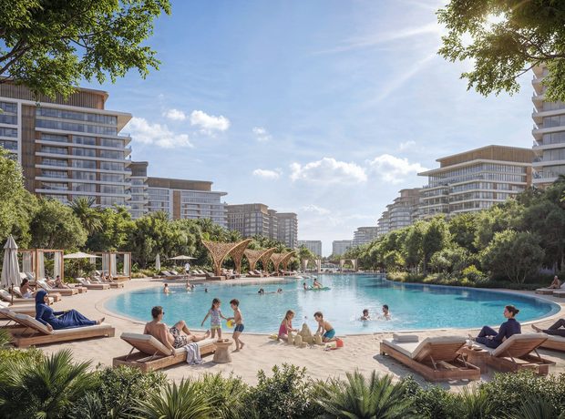 A beach lagoon with a lazy river