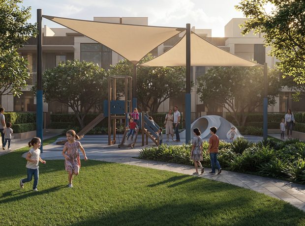 Playgrounds, schools and a hospital
